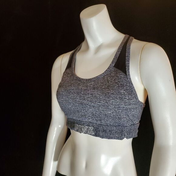 Pink Victoria's Secret Ultimate Gray & Black Sports Bra (M) - Picture 1 of 5